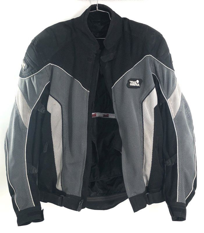 Tour Master Men's Intake Motorcycle Jacket Black Gray Mesh Padded Armor Tall LG