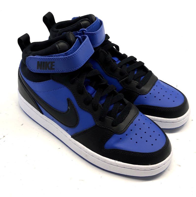 Nike Court Borough Mid 2 Black Hyper Royal GS Sneakers Size 6.5Y