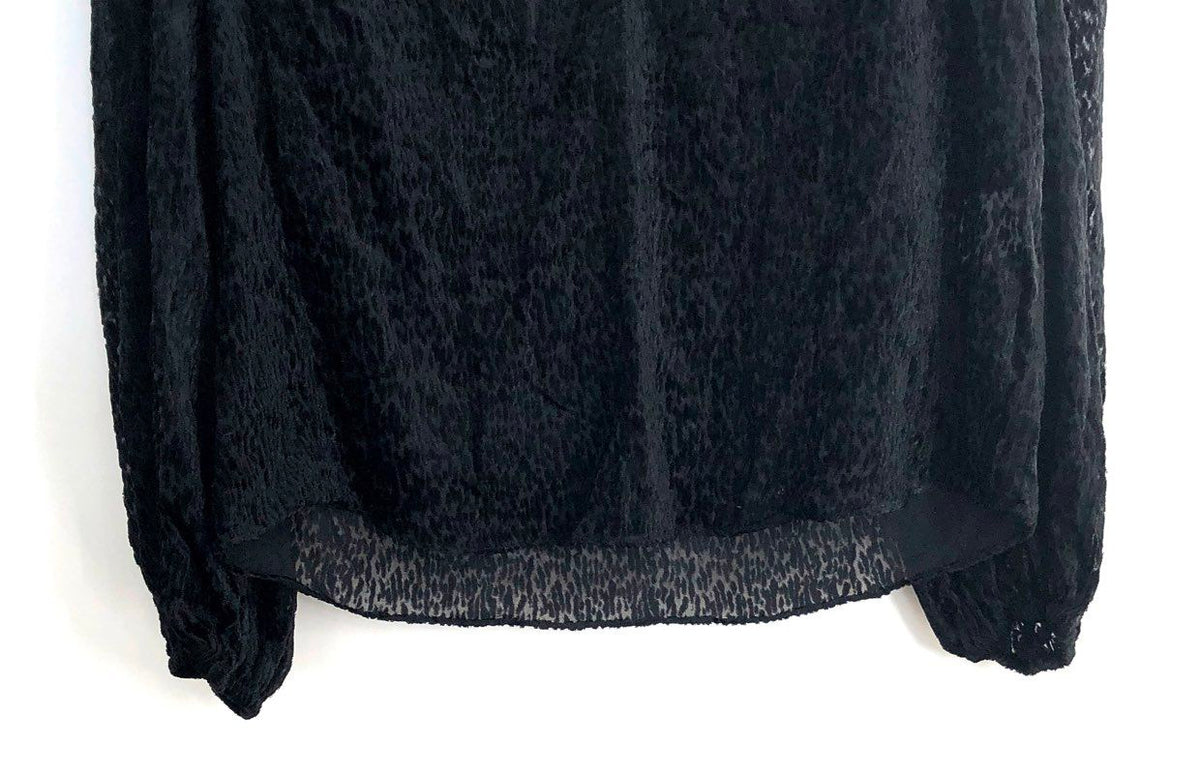 Tanya Taylor Women's Black Lucy Top Devore Animal Print Ruffle Sz XS NWT
