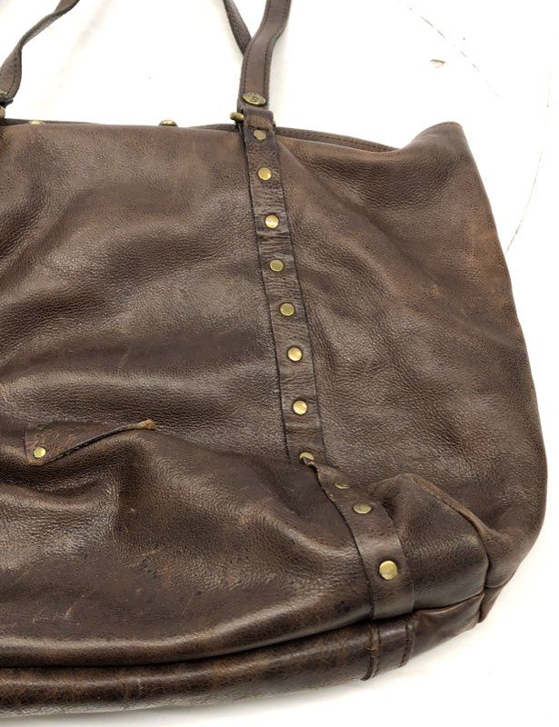 Patricia Nash Brown Leather Studded Nash Tote Bag Brass Hardware