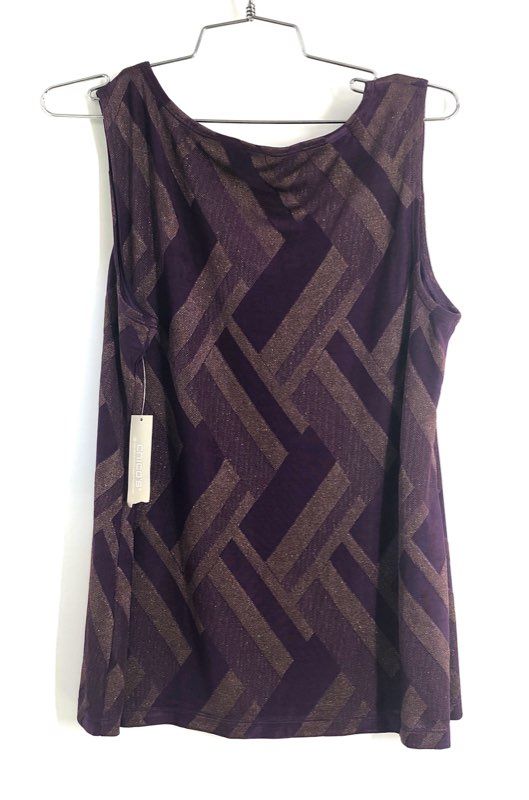Chico's Women's Travelers Lurex Jacquard Tank Top Mystique Purple Sz 1 NWT