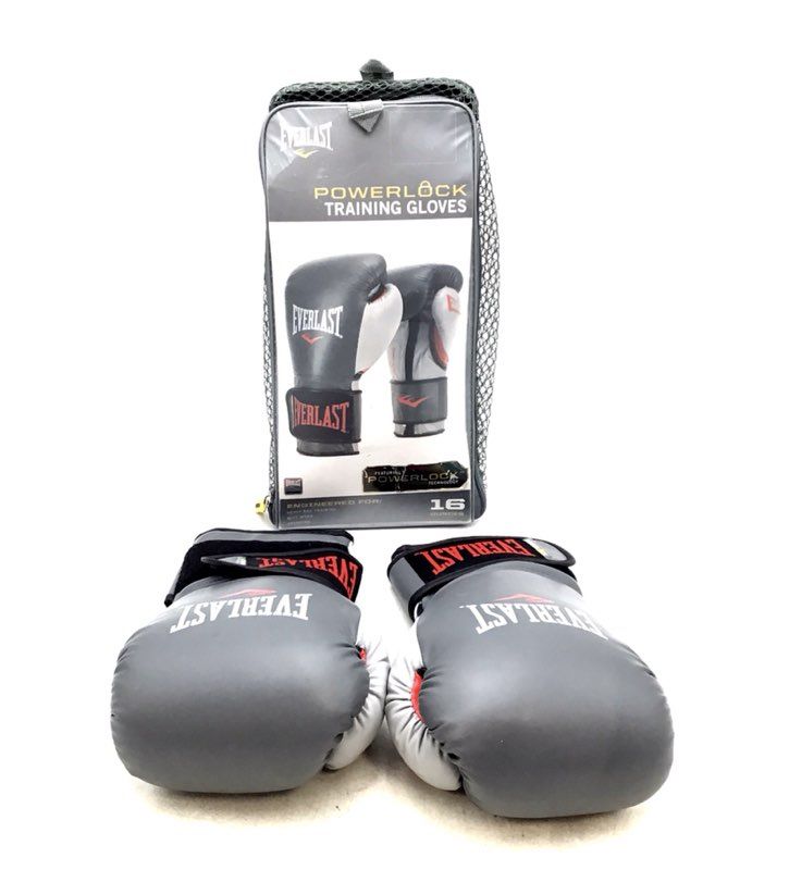 Everlast Men&#39;s Gray Powerlock Training Boxing Bag Gloves