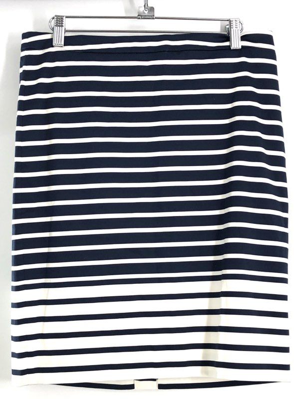 J.Crew Women's The Pencil Skirt Navy White Striped Stretch Cotton NWT Sz 8