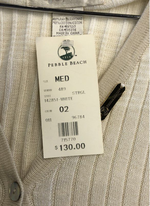 NWT Tehama Pebble Beach Women's Cardigan Sweater Cream Tan Colorblock M