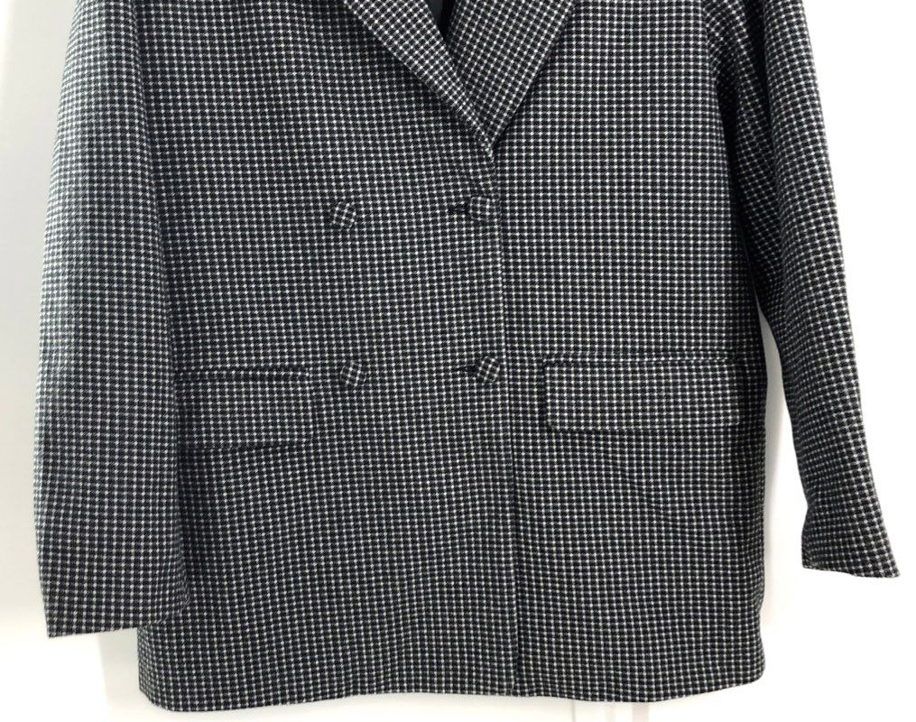 Missguided Women's Oversized Boyfriend Blazer Black Check Double Breasted 0 NWT