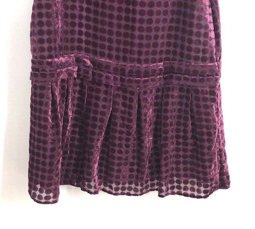 Uncle Frank Women's Audie Plum Burnout Velvet Dot Drop Waist Dress XS NWT
