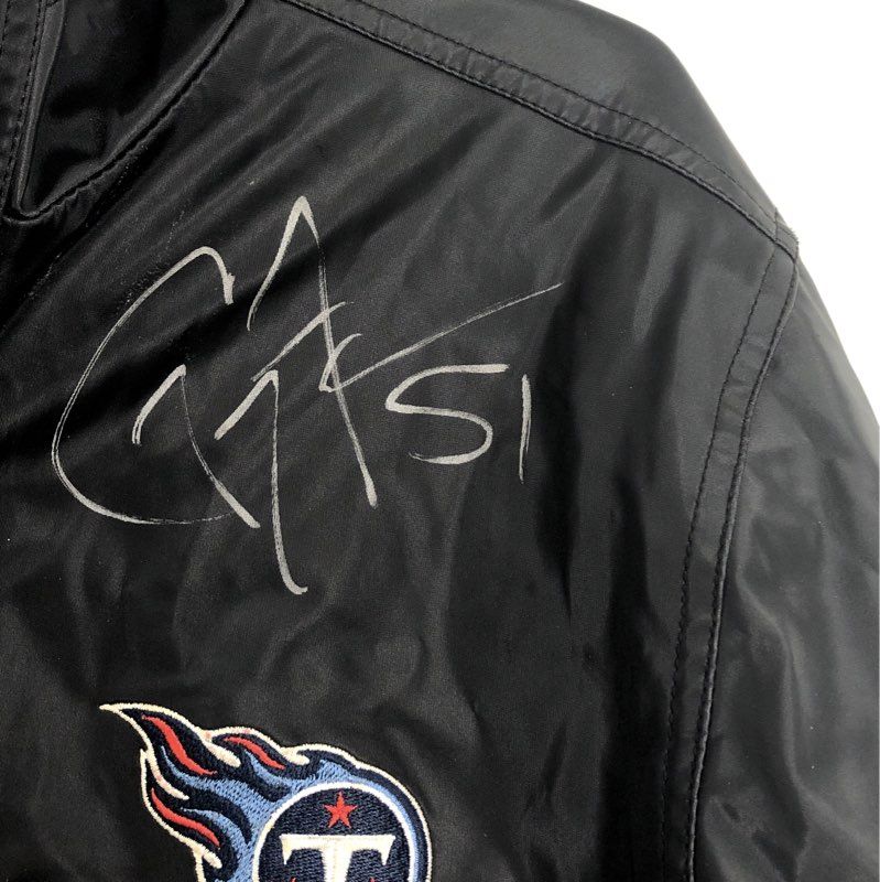 Vintage Tennessee Titans Autographed Hooded Jacket Greg Favors 51 Sz Youth XL