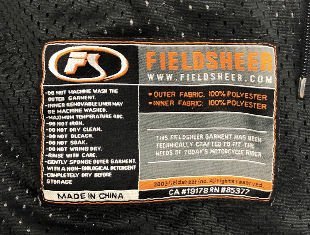 Fieldsheer Men's Black Gray Hydro Tour Motorcycle Riding Jacket Size XL
