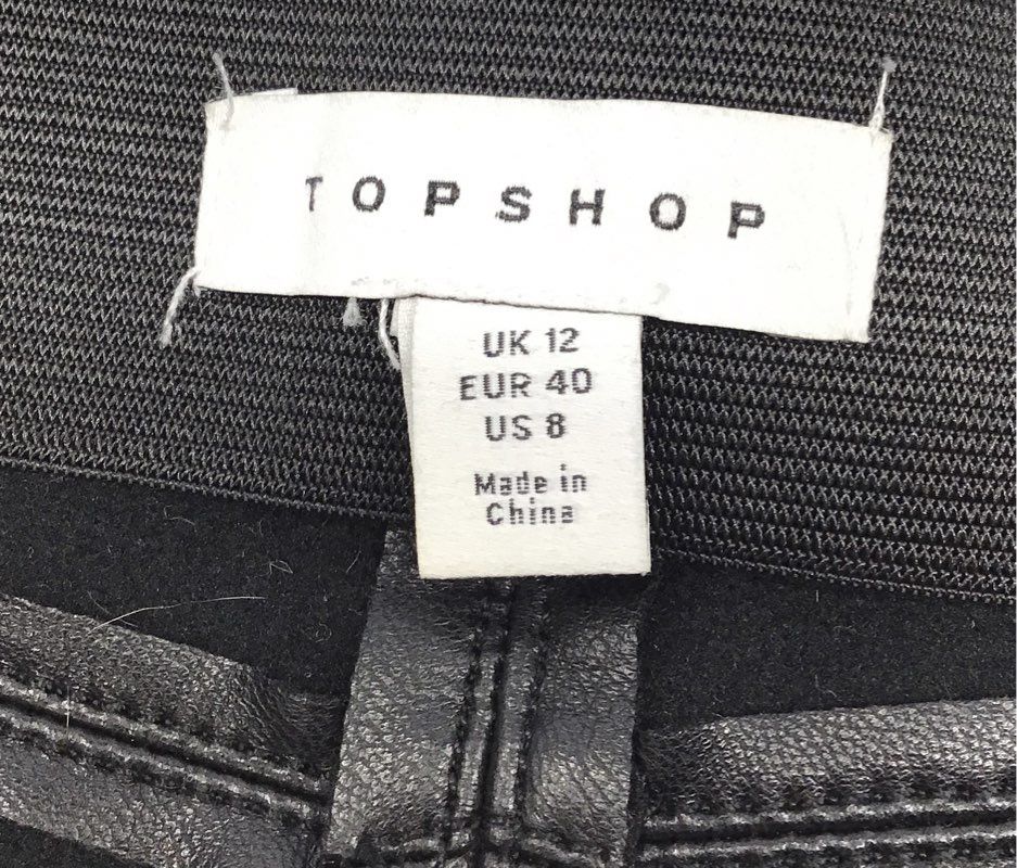 Topshop Women's Black Faux Leather Side Zip Seamed Skinny Pants Sz 8