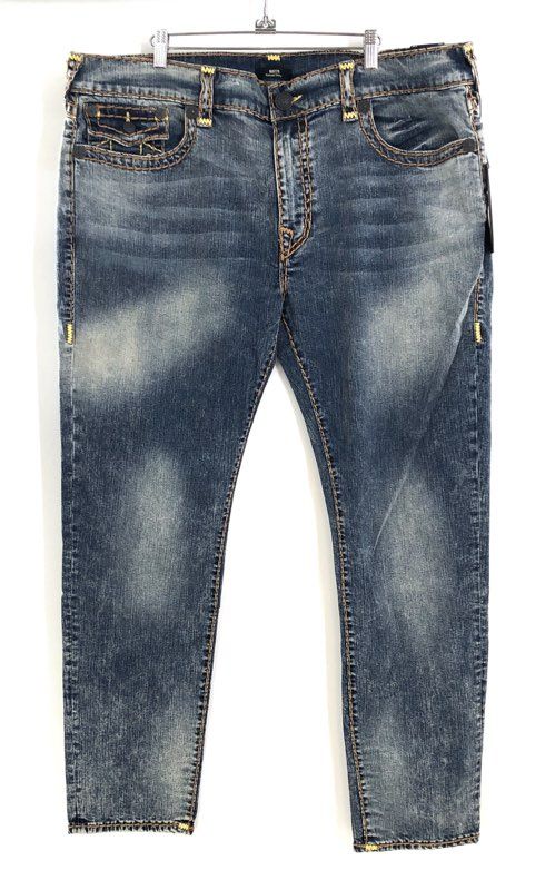 True Religion Men's Rocco Flap Super T Relaxed Skinny Jeans Med Wash NWT 42x32