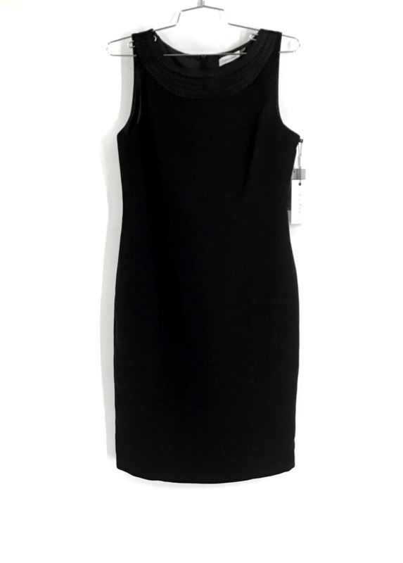 NWT Calvin Klein Women&#39;s Black Sleeveless Back Zip Sheath Dress - Size 8