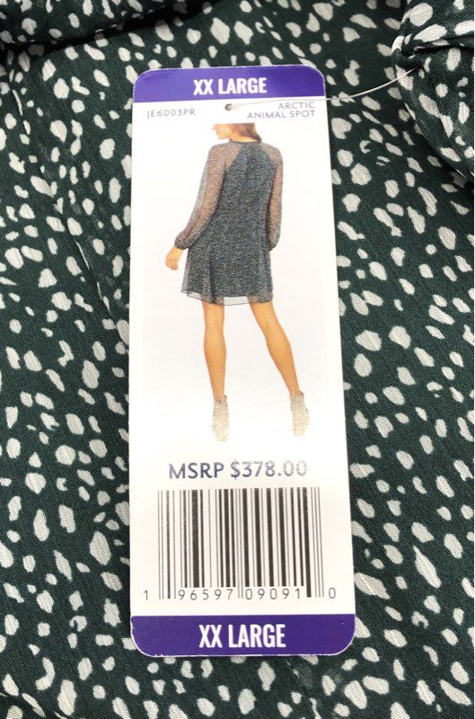 Joie Women's Arctic Animal Spot Balloon Sleeve Dress Green NWT Sz XXL