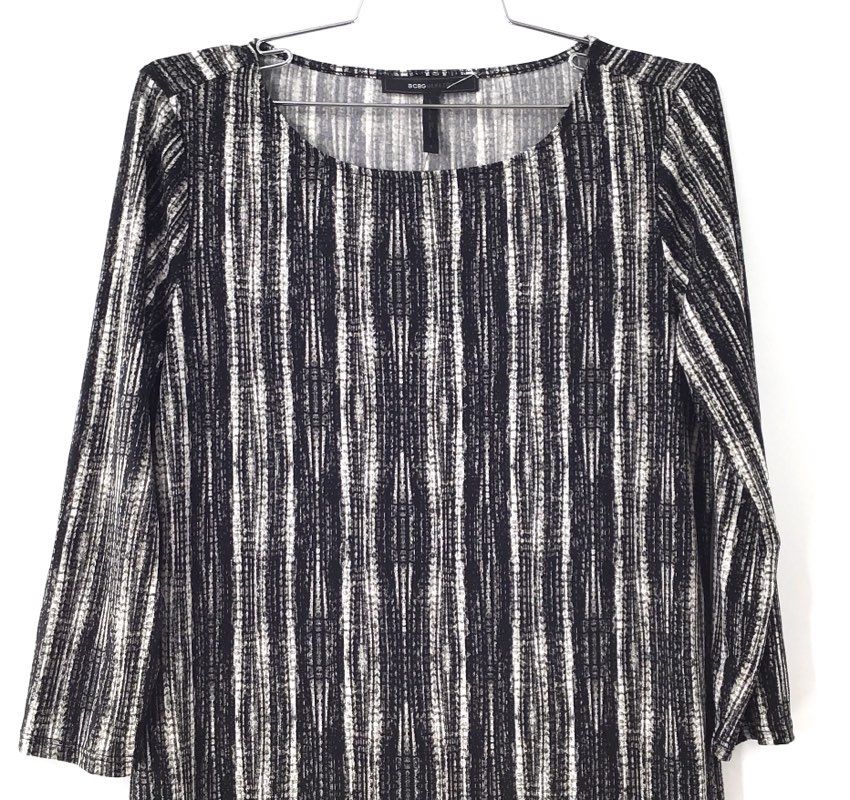 BCBGMAXAZRIA Women's Jersey Sheath Dress Black Batik Print NWT Long Sleeve Sz S