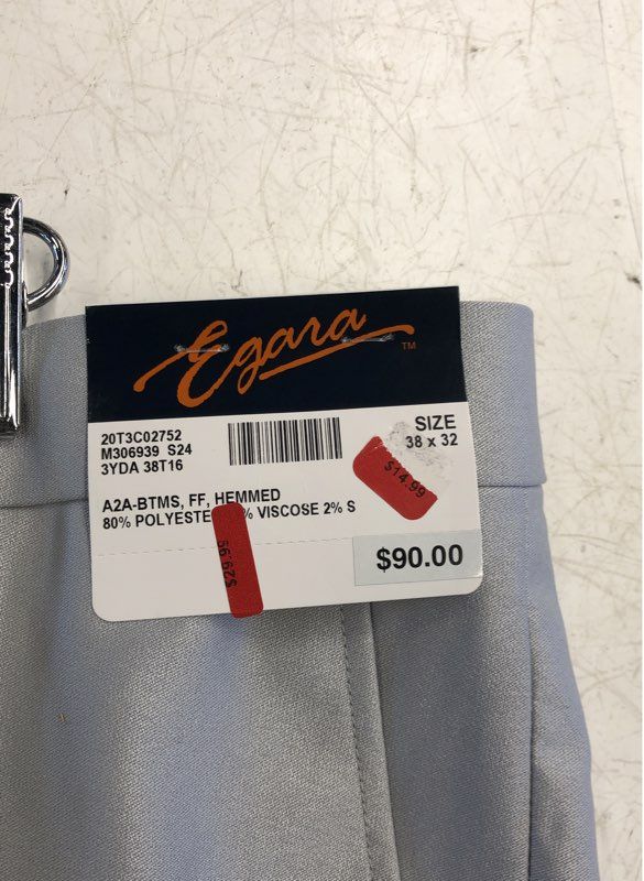 NWT Egara Men's Gray Flat-Front Pockets Straight Leg Dress Pants - Size 38X32