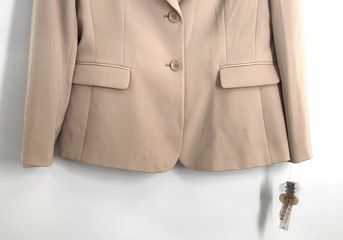 Alex Marie Women's Cream Blazer Notch Lapel Two-Button Leopard Lining NWT Sz 12
