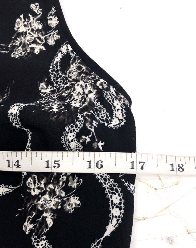 Talbots Women's Petite Black White Floral Ribbon Print Sleeveless Dress Sz 2P