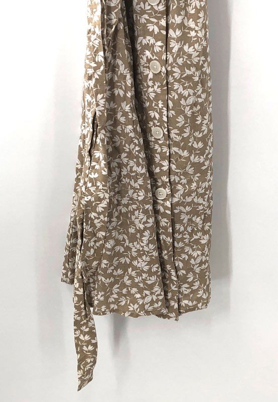 Tommy Hilfiger Women's Tan Floral Button Front Ruffle Midi Dress Sz 14 NWT