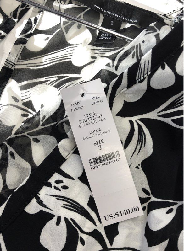 NWT White House Black Market Women's Mystic Floral Soft Dress Black Sz 2