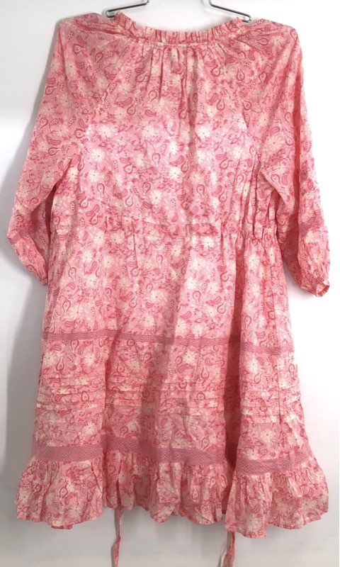 Draper James Women's Kellie Babydoll Dress Pink Paisley Floral Lace NWT Sz XS