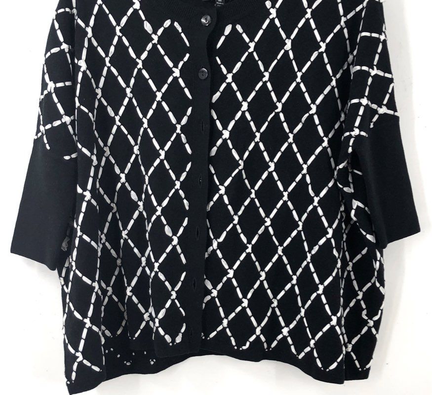 NWT Rondina Women's Black White Cardigan Sweater - Size XS