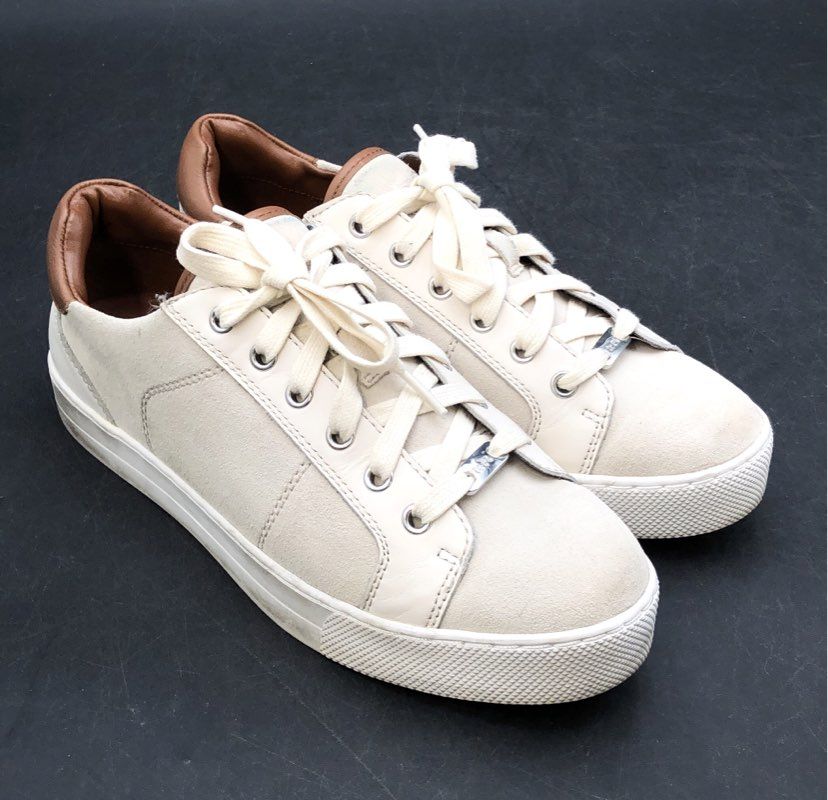 Coach Paddy A01987 Chalk Brown Suede Leather Low Top Sneakers Womens Size 10