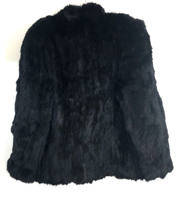Somerset Furs Women's Black Pure Rabbit Fur Jacket Coat Vintage Sz M