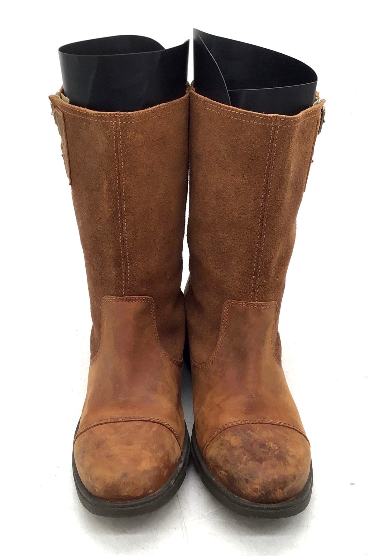 Sorel Major Moto Tobacco Brown Leather Suede Mid-Calf Boots Women's Size 9.5