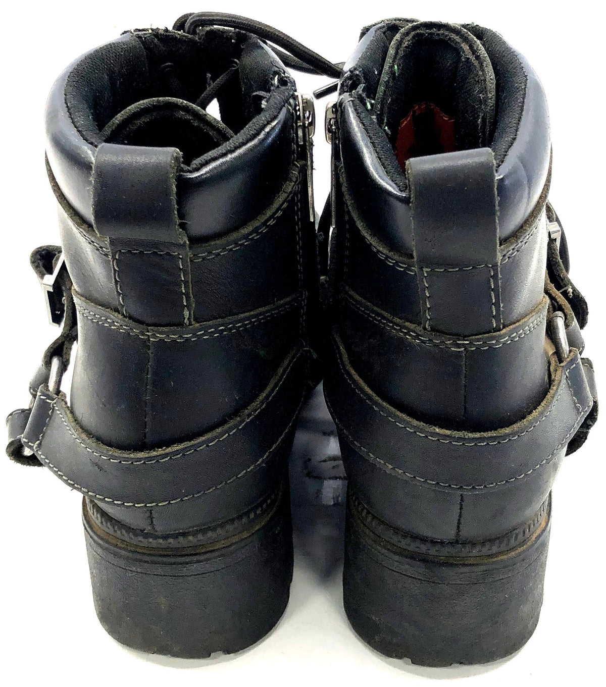 Harley-Davidson Black Leather Lace Up Side Zip Harness Motorcycle Boots Size 8.5