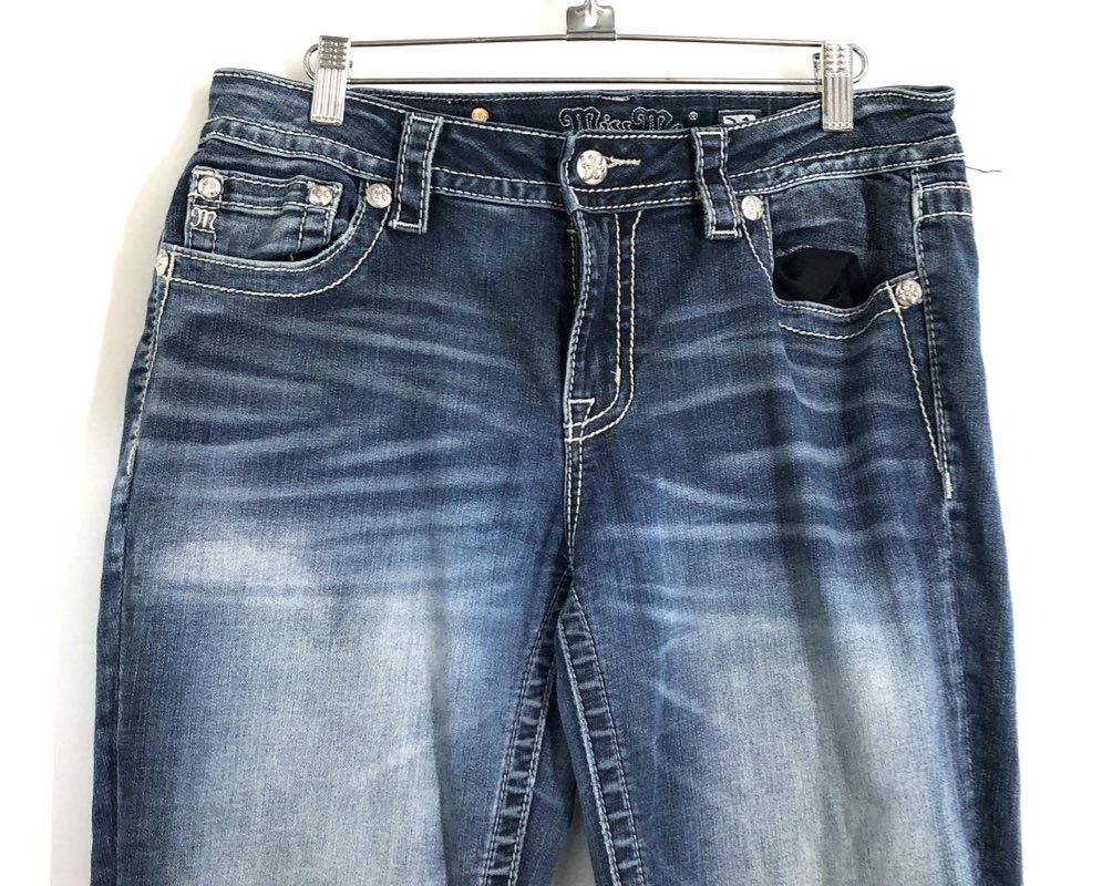Miss Me Women's Dark Wash Skinny Jeans Embellished Pockets Stretch Sz 31