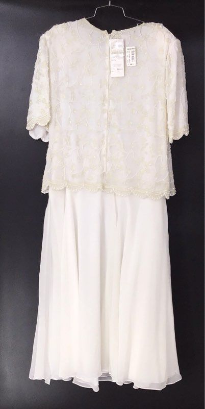 Lawrence Kazar Women's Vintage 90s Ivory Beaded Sequin Formal Dress Sz 2X NWT
