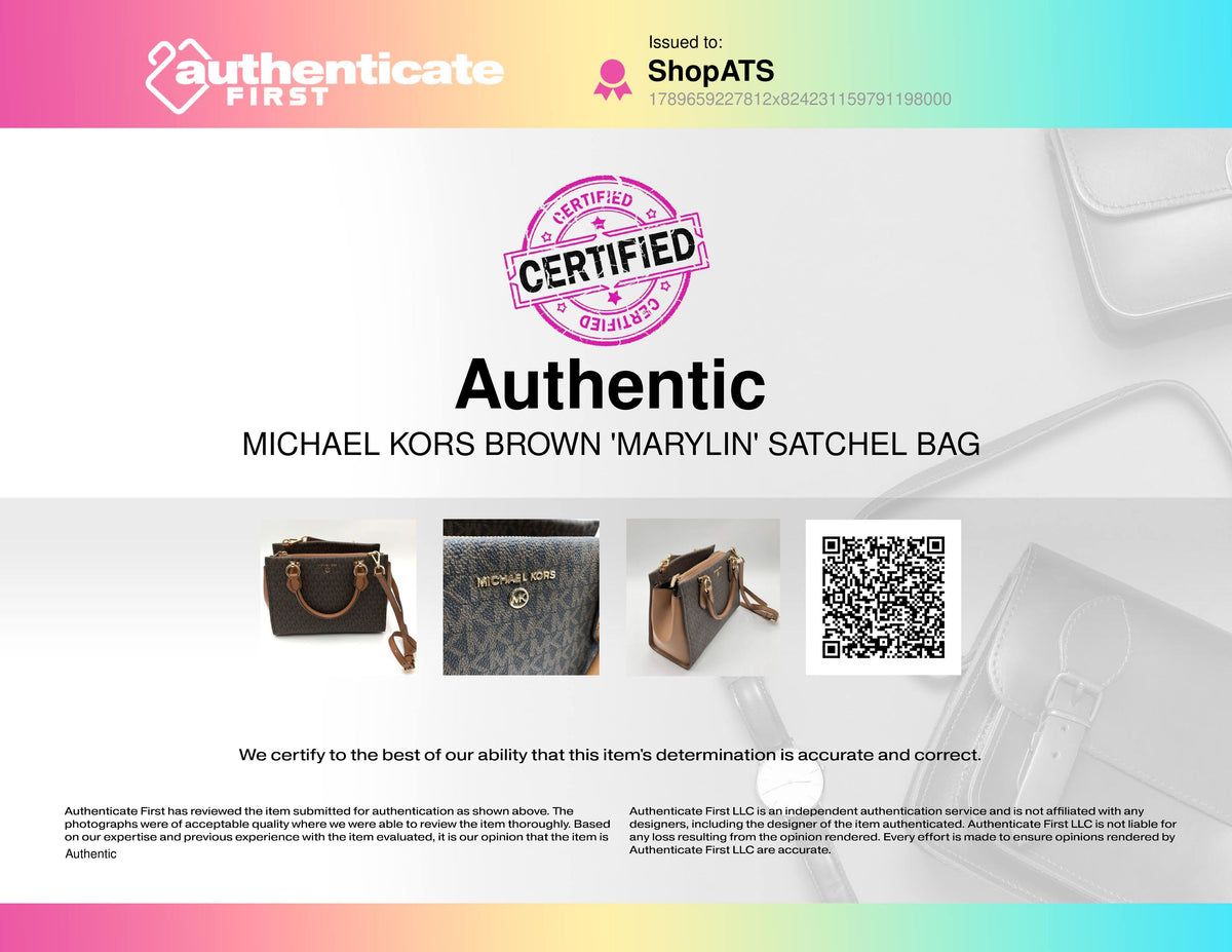 Michael Kors Brown Monogram Marilyn Satchel Crossbody Bag Gold Hardware COA