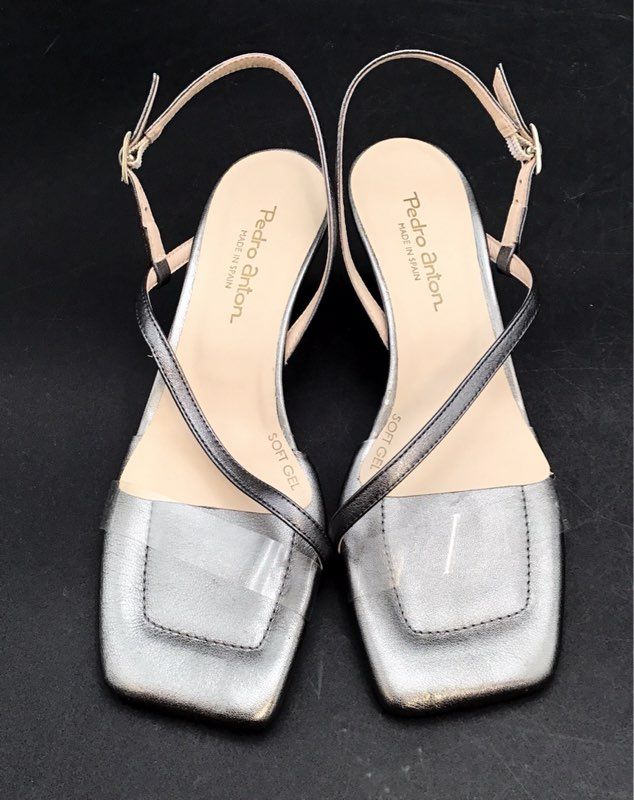 New Pedro Anton Women's Silver Slingback Heels - Size 39