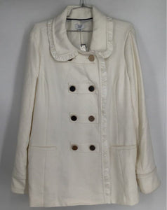 NWT Crown & Ivy Women's Ivory Double-Breasted Pea Coat - Size XL