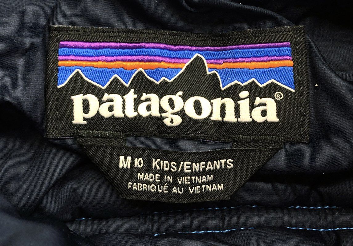 Patagonia Boys Blue Insulated Puffer Jacket Hooded Fleece Lined Sz M 10
