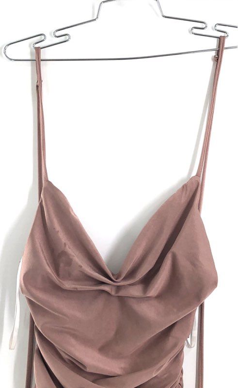 Liz Minelli Women's Mauve Rose Cowl Neck Ruched Maxi Dress Sz XS NWT