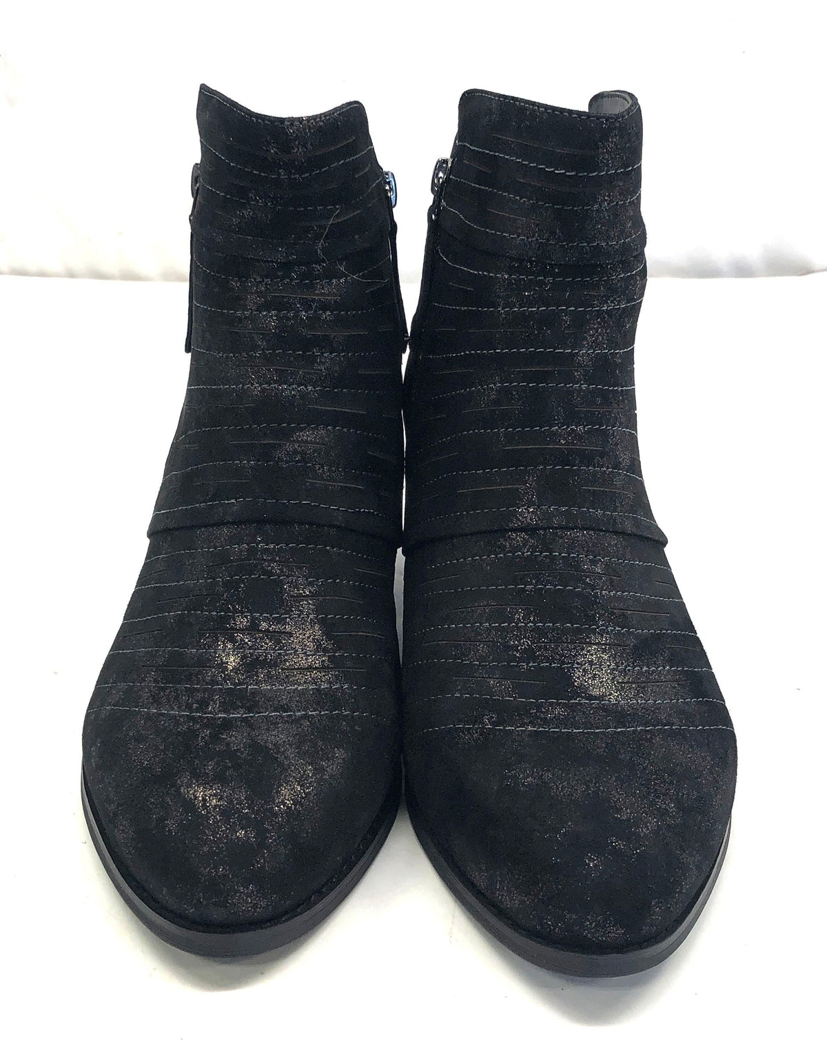 David Tate Bellview Black Antique Suede Ankle Boots Women's Size 11WW New