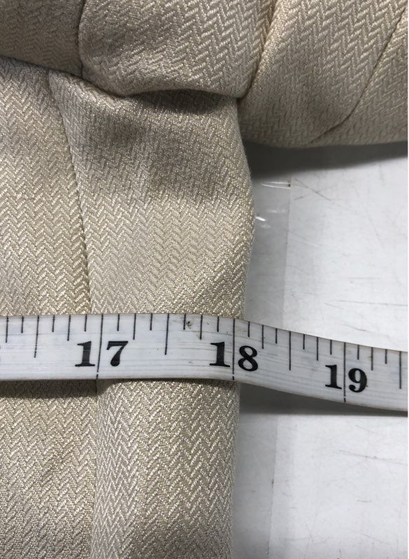 MNG Mango Women's Beige Linen Blend Herringbone Blazer Jacket Black Piping Sz 8