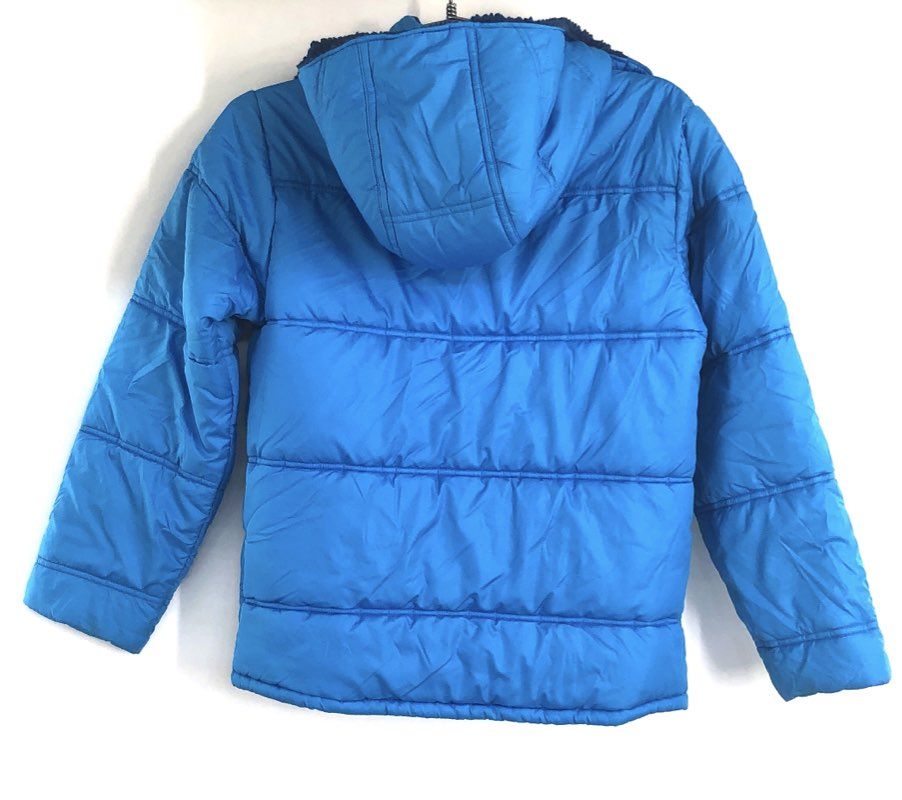 Patagonia Boys Blue Insulated Puffer Jacket Hooded Fleece Lined Sz M 10