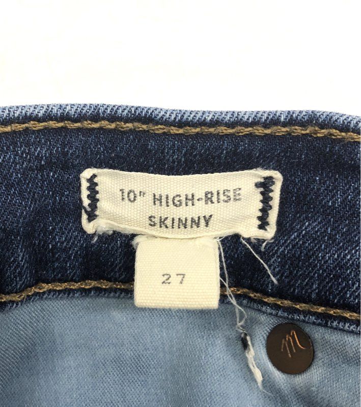 Madewell Women's 10" High-Rise Skinny Jeans Dark Wash Indigo Sz 27
