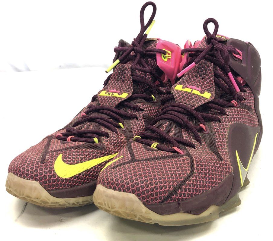 Nike LeBron 12 Double Helix Merlot Volt Pink Basketball Shoes Size 11.5
