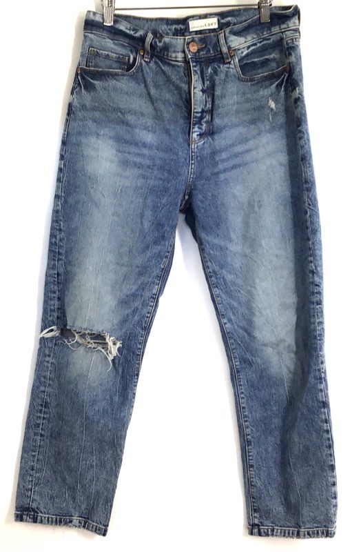 LOFT Women's Blue High Waist Straight Crop Distressed Jeans Size 27 4