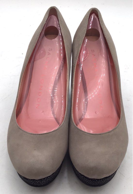 Sacha London Ebony Fango Suede Caviar Platform Pumps Heels Women's Size 8.5
