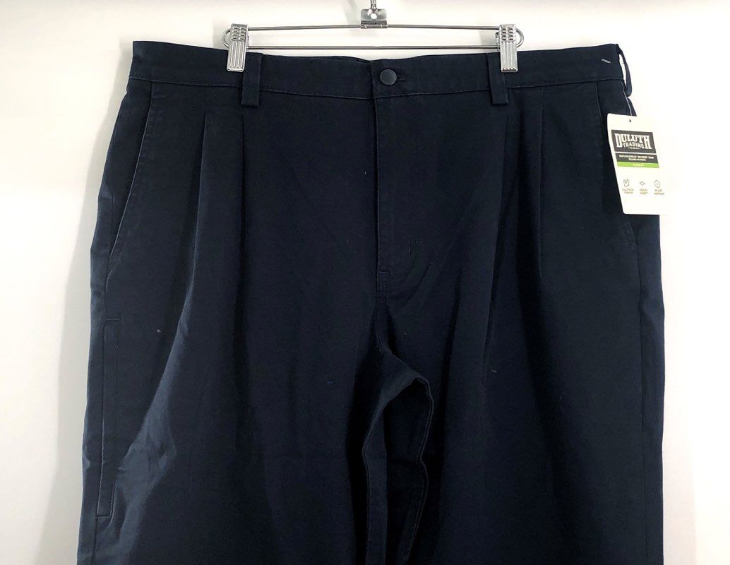 Duluth Trading Co Men's Navy DuluthFlex Ballroom Khaki Pleated Pants NWT 38x34