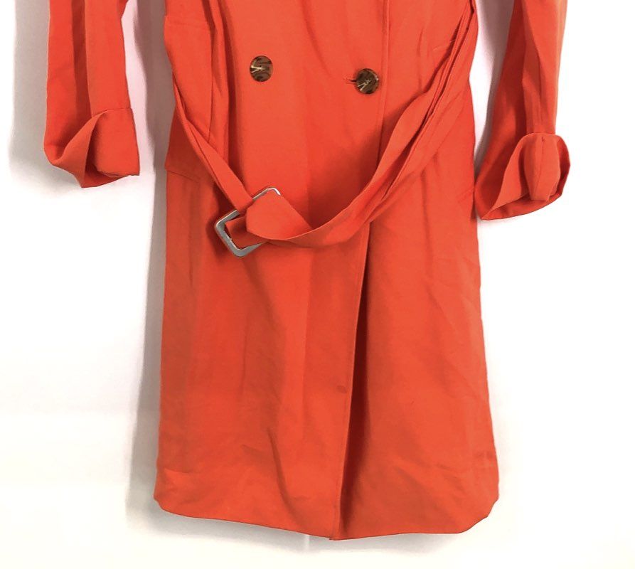 1.STATE Women's Papaya Orange Poetic Punch Belted Trench Coat Jacket Sz 10 NWT