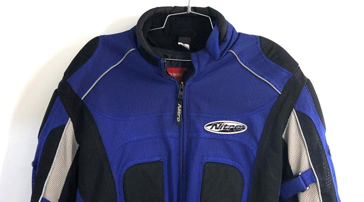 Nitro Racing Blue Black Mesh Armored Motorcycle Riding Jacket Sz S