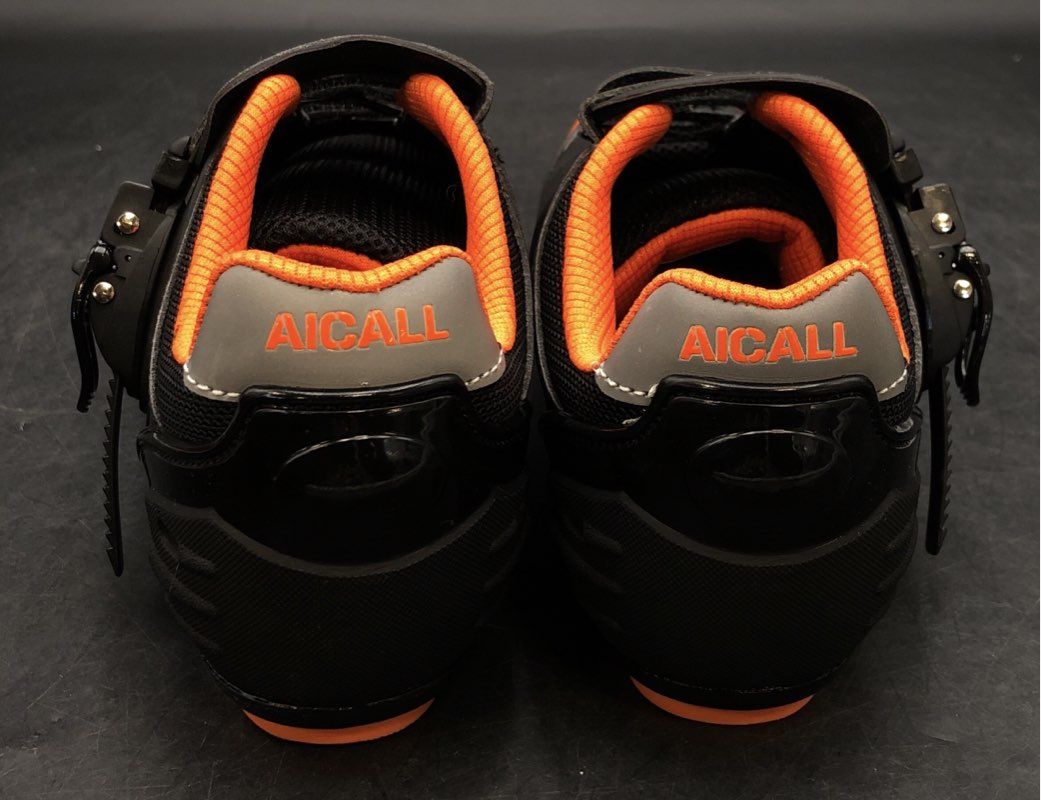 New Aicall ACC0040 Road Cycling Bike Shoes Black Orange Mens Size 9.5 DS