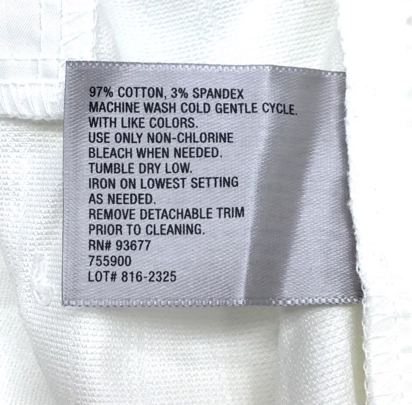 Worthington Women's White Modern Fit Slim Leg Stretch Cotton Pants Sz 14 NWT