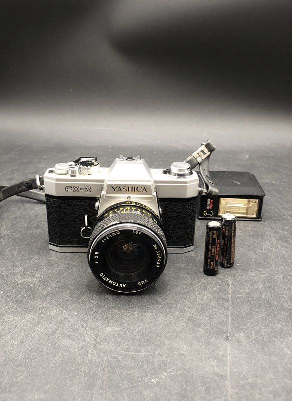 Yashica FX-2 Film 35mm SLR Camera With Batteries And Flash