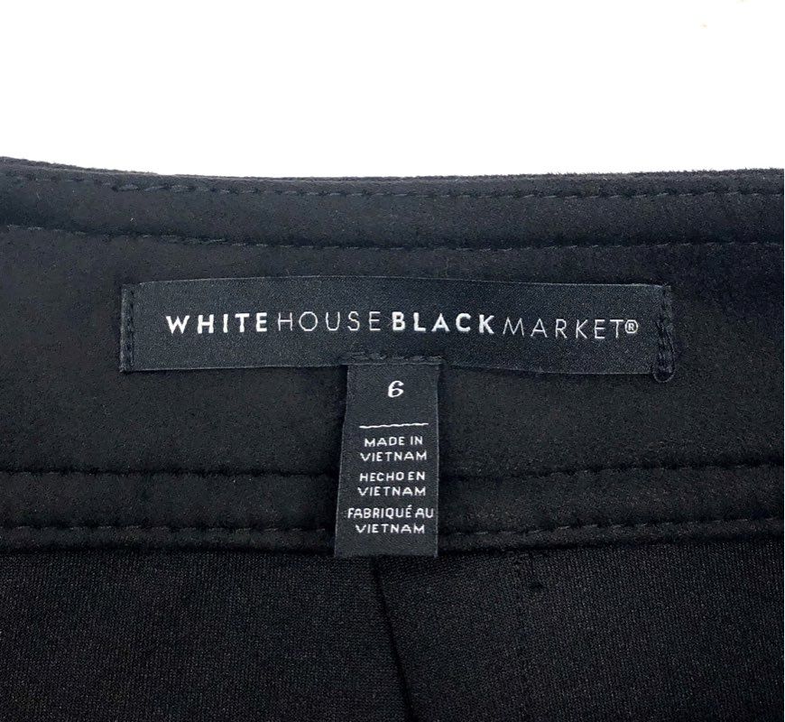 White House Black Market Women's Black Studded Faux Suede Pencil Skirt Size 6