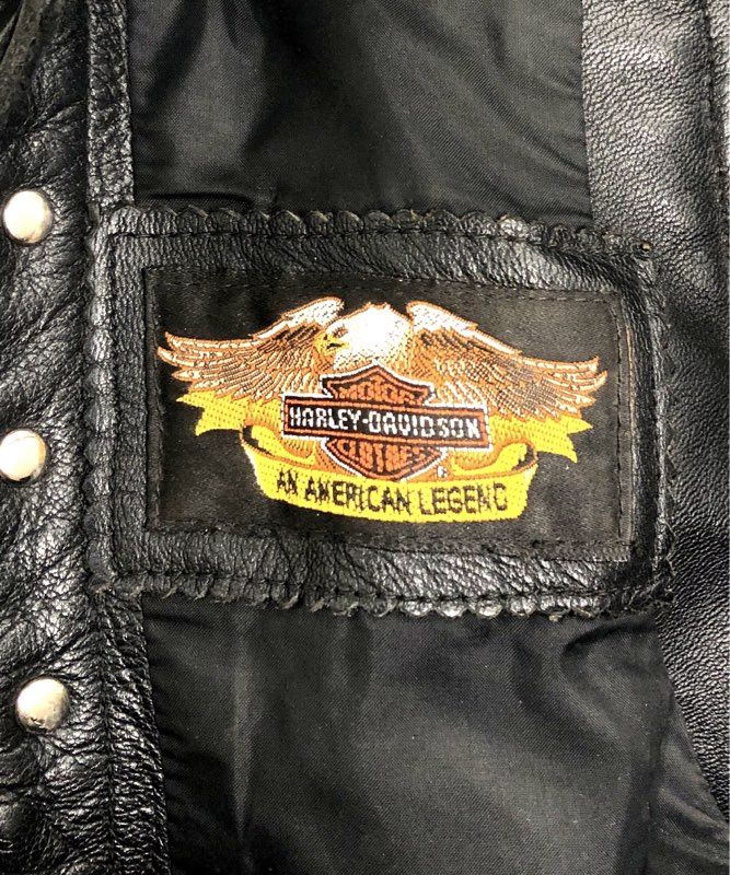 Vintage 90s Harley-Davidson Fringe Concho Studded Leather Motorcycle Chaps Sz S
